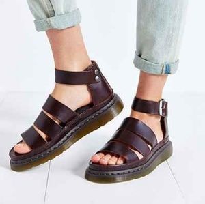 Dr. Martens cherry red gladiator sandal.